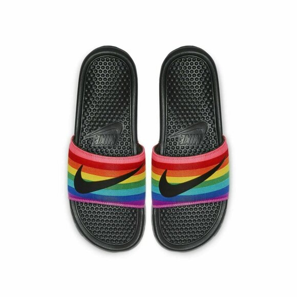 Nike Benassi JDI BETRUE Slide Sandals Men Size 11 Black Rainbow LGBTQ CD2717-001